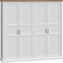 Kleiderschrank HOME AFFAIRE "Tara", weiß (weiß matt, pacific walnut), B:236cm H:227cm T:59cm, MDF, Spanplatte, Schränke, Drehtürenschrank Kleiderschrank, lackiert mit wasserbasiertem UV-Lack, in 4 Breiten