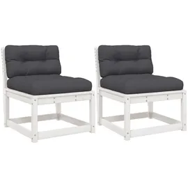 vidaXL Gartensofas mit Kissen 2 Stk. Weiß Massivholz Kiefer