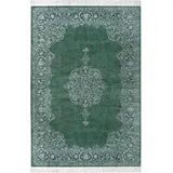 Nouristan Orient Teppich – Wohnzimmerteppich Orientalisch mit Fransen Vintage Orientalischer Samt-Teppich für Esszimmer, Wohnzimmer, Schlafzimmer – Grün, 160x230cm