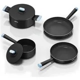 HOMELUX Topf-Set Induktions Töpfe Set 6-Teilig Antihaftbeschichtung Kochtopfset, Aluminium (Set, 6-tlg., 2 Töpfe mit Glasdeckel + 2 Pfanne), Induktionsgeeignet