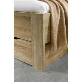 Rauch Stauraumbett RAUCH "Aditio", braun (struktureichefarben hell), B:146cm H:50cm L:208cm, Betten, Stauraumbett, ohne Kopfteil, inklusive Schubkästen