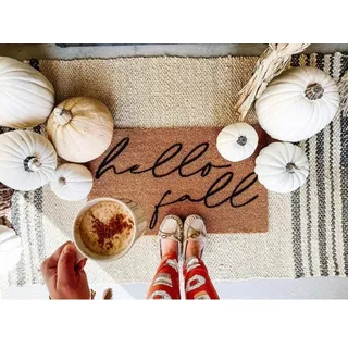 Strunt Hello Fall Fußmatte Outdoor Willkommen Matte Thanksgiving Herbst Dekor Lustige Fußmatte Einweihungsgeschenk Indoor Outdoor Fußmatte rutschfeste Haustürmatten 50 x 80 cm
