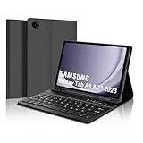 IVEOPPE Samsung Tablet A9 Hülle mit Tastatur, Tastatur Hülle für Samsung Galaxy Tab A9 2023 8.7 Zoll, Magnetisch Abnehmbarer Tastatur Hülle Galaxy Tab A9 mit QWERTZ Layout Pencil Halter, Schwarz