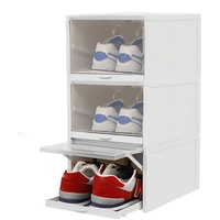 C-Juzarl Schuhboxen Stapelbar mit Transparent Deckel,Schuhbox PP 3Stück, Shoe box, Schuhkarton, Shoe Storage Für Schuhe, Kleinteile, Größe 33x26x18cm