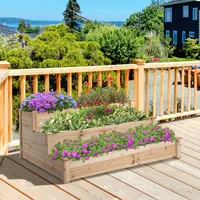 Outsunny Hochbeet 3-stufige Pflanzenbeet Kräuterbeet Blumentreppe für Balkon Garten