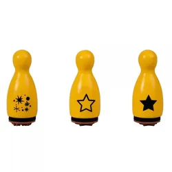 HEYDA Holzstempel-Figuren Set "Sterne & Kristalle" – Gelb (3 Stück - Ø