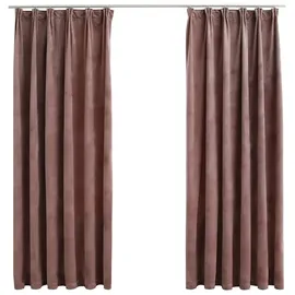 vidaXL Verdunkelungsvorhänge Haken 2 Stk. Samt Antik-Rosa 140x175cm