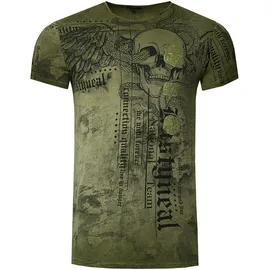 RUSTY NEAL T-Shirt RUSTY NEAL, Herren, Gr. S, grün (khaki), 100% Baumwolle, bedruckt, normal, Rundhals, Shirts T-Shirt, mit coolem Allover-Print