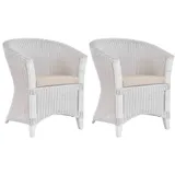 Krines Home Cocktailsessel 2er Set Rattan Sessel Ken Cocktailsessel Lounge Wohnzimmer Sessel (2-St), Clubsessel Rattansessel weiß