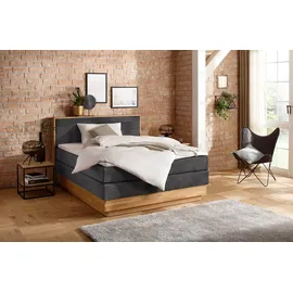 Home Affaire Boxspringbett HOME AFFAIRE "Cavan", grau (charcoal), L:220cm, Microfaser (100% Polyester), Komplettbetten, Boxspringbett, Eiche, inkl. Bettkasten & Topper, verschiedene Härtegrade (auch H4)