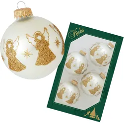 Krebs Glas Lauscha Sterling Silber 7cm Glaskugel mit Goldglitter-Banddekoration Engel