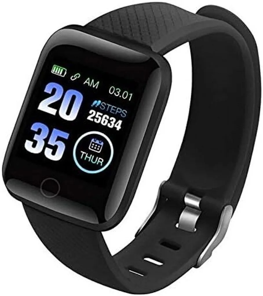 Smartwatch Damen Herren Fitness Tracker Uhr mit Schrittzähler Sportuhr Herzfrequenz Blutsauerstoff SchlafmonitorSchwarz
