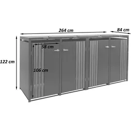MCW Mülltonnenverkleidung O67 264 x 122 x 84 cm anthrazit