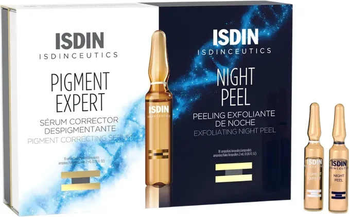 Isdin ceutics Pigment Expert Pigment-Korrektur-Serum 10 Stück + exfolierender Nachtpeel, 10 Stück