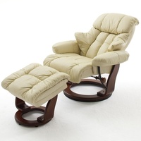 MCA Furniture Relaxsessel Calgary mit Hocker - versch. Farben - Creme/Walnuss
