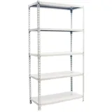 simonclick Simon Rack Simonclick plus 5/400 Metallregal, 2000 x 1000 x 400 mm, 5 Höhen, Metall-Tablett, 180 kg Flexpunkt, Lagerregal, Weiß