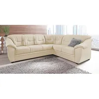 Ecksofa SIT & MORE "Savona L-Form" Sofas Gr. B/H/T: 262cm x 90cm x 212cm, NaturLEDER, langer Schenkel links, ohne Bettfunktion, beige (creme) wahlweise mit Bettfunktion, inklusive Federkern, frei im Raum stellbar