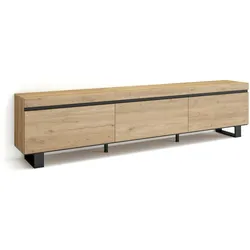 SKRAUT HOME Wohnzimmer-TV-Schrank, Viel Stauraum, 240x35x57cm, Industriedesign, Moderner Stil, Eiche - 501_2