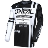 Motocross-Jersey Langarm MX Enduro Gepolsterter Ellbogenschutz V-Ausschnitt atmungsaktiv Jersey V 24 Erwachsene Schwarz Weiß Größe XL