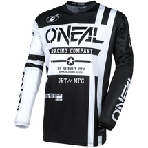 O'Neal | Motocross-Jersey Langarm | MX Enduro | Gepolsterter Ellbogenschutz, V-Ausschnitt, atmungsaktiv | Element Jersey Warhawk V.24 | Erwachsene | Schwarz Weiß | Größe XL