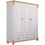 Wäscheschrank HOME AFFAIRE "Tessin", weiß (weiß, honig), B:128cm H:140cm T:38cm, Massivholz, Schränke, aus massiver Kiefer, in 2 Breiten, viel Stauraum, FSC zertifiziert