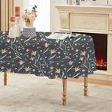Blumenmuster Tischdecke Ovale 260x140 cm, Fleckabweisende Abwaschbare Tischdecke mit Botanisch Muster, Vintage Stil Gartentischdecke, Für Küche, Esszimmer -AAlGZ27