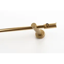 Gardinenstange GARESA "PANDRI", gold (mattgoldfarben), L:150cm Ø:20mm, Holz, Metall, Gardinenstangen, Vorhanggarnitur, verlängerbar, gerader Knopf mit Ausschnitt