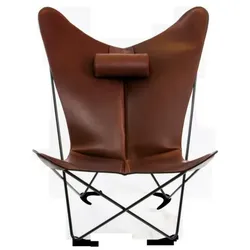 KS Chair Ledersessel Stahl schwarz, Cognac