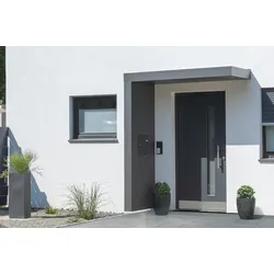 Gutta Rechteckvordach BS Plus 300 Sondermaß inkl. Seitenteil und Briefkasten (neues Modell) Seitenteil links Briefkasten BK, UP10-110 Edelstahl