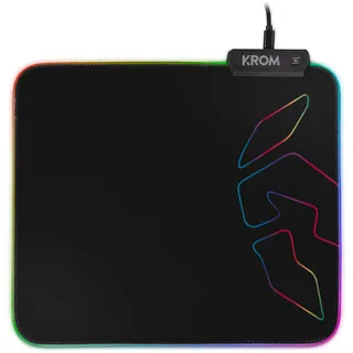 Krom KNOUT RGB Gaming-Mauspad für Computermäuse, Anti-Rutsch-Gummifuß, genähter Rahmen mit RGB-LED-Streifen, Größe 320x270x3 mm, Farbe Schwarz