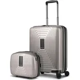 Redolz Essentials 14 Kofferset 2 tlg. Kabinentrolley mit Dehnfalte & Beautycase grau