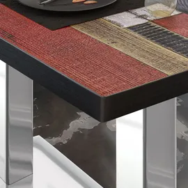 GGM Möbel Bistro Loungetisch 130 x 80 x 41 cm Vintage Bunt/Edelstahl