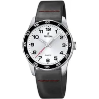 Festina F16906/A 34mm Edelstahlgehäuse Silber Silikonarmband Schwarz