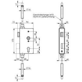 AMF Schlosskasten 140UMV DIN L/R Maß A40xB94xC173mm Dornm.60mm