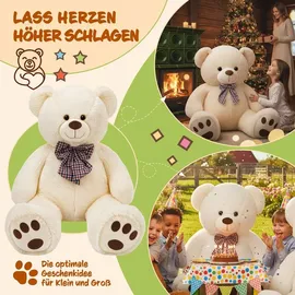 monzana monzana® Teddybär L - XXXL 50-175cm Weiches Fell Schleife Tatzendruck Geschenk Plüschtier Kuscheltier Stofftier Riesen Teddy Bär