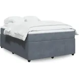 vidaXL Boxspringbett mit Matratze Dunkelgrau 140x200 cm Samt