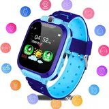 Kinder Smart Watch Telefonuhr, Smart Watch für Kinder Wasserdichter Touchscreen Kinder Smartwatch für Jungen Mädchen 3-13 Jahre Kinder Geburtsta... - Blau