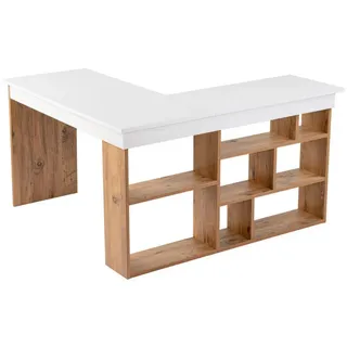CaliCosy Eckschreibtisch, Weiß, Holzwerkstoff, 50x72x130 cm, Arbeitszimmer, Schreibtische, Eckschreibtische