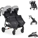 Cangaroo Zwillingskinderwagen 2Gether, Fußabdeckungen, Aluminiumrahmen, faltbar grau - Grau