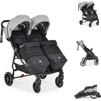 Cangaroo Zwillingskinderwagen 2Gether, Fußabdeckungen, Aluminiumrahmen, faltbar grau - Grau