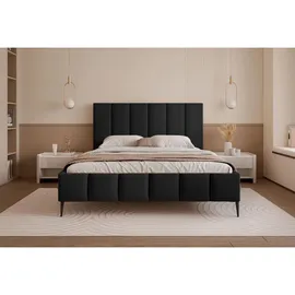 Selsey Polsterbett 140x200 cm, mit Bettkasten, Lattenrost und Metallfüßen, schwarz -