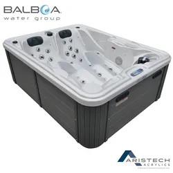 Tronitechnik® Outdoor Whirlpool, 2 Personen, aus Sanitäracryl, winterfest isoliert, Balboa Spa, Massagedüsen, Liegeplätze, LED, 620 Liter