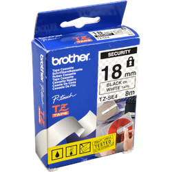 Brother P-Touch Band TZe-SE4  schwarz auf weiß  18mm / 8m  laminiert  Siegelband