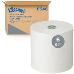 KLEENEX® Papierhandtücher auf Rollen 1-lagig, weiß, Großrolle 6646 , 1 Karton = 6 x 250 m = 1500 m