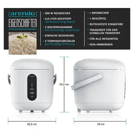 Arendo Reiskocher weiß 0,8 l