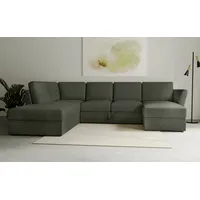 Wohnlandschaft HOME AFFAIRE "Lavars Schlafsofa" Sofas Gr. B/H/T: 310cm x 90cm x 226cm, Webstoff, Recamiere rechts, grün (khaki) mit Bettfunktion und Stauraum, in zwei verschiedenen Bezugsqualitäten