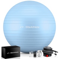 EliteAthlete® Gymnastikball Sitzball Büro ergonomisch mit Anti Burst System - Fitness Yoga Pilates Schwangerschaft - Schwangerschaftsball Fitnessball Yogaball - Yoga Ball inkl. Luftpumpe - Frosty 65cm