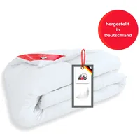 RIBECO Daunenbettdecke Johanna, Bettdecke in 135x200 und 155x220cm und weiteren Größen, Füllung: 80% Daunen, 20% Federn, Bezug: 100% Baumwolle, Topseller, Daunen und Federn, Daunendecke, Federdecke, Made in Germany weiß 200 cm x 200 cm