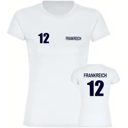 multifanshop Damen T-Shirt - Frankreich - Trikot Nummer 12 - Druck navi - Frauen