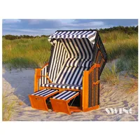 Swing&Harmonie LED - Strandkorb XXL - 118cm inkl. Abdeckcover Volllieger Ostsee Sonneninsel Rattan Möbel Polyrattan - versch. Ausführungen